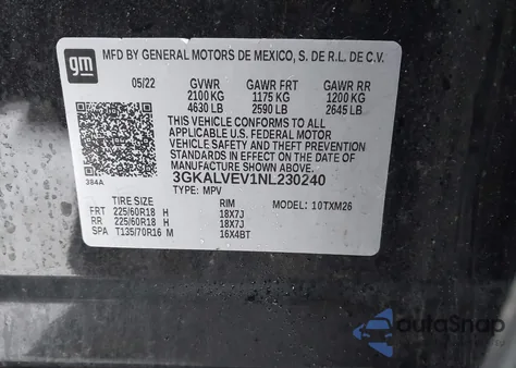 2022 GMC Terrain Awd Slt из США, поврежденный, VIN 3GKALVEV1NL230240